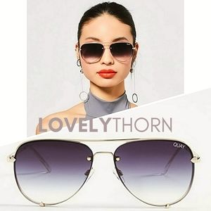 QUAY // ltd ed rimless smoke fade aviators gold hardware
